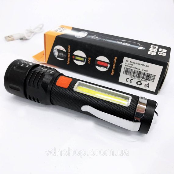 Мощный фонарь для рыбалки Bailong BL-P716-P50+COB, Фонарь аккумуляторный светодиодный мощный PG-86 | Зображення 1