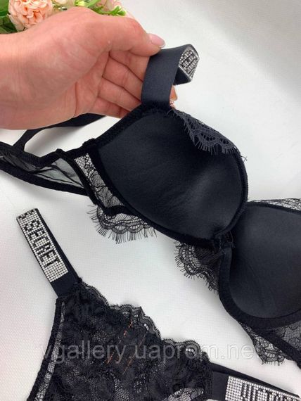 Комплект Вікторія Сікрет з мереживом і стразами, Бюстгальтер Пуш-Ап, Мереживний Комплект Victoria's Secret | Зображення 4