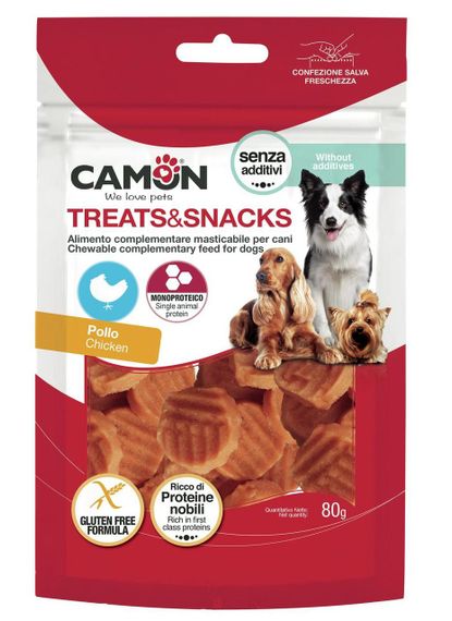 Ласощі для собак Camon Treats & Snacks, монети курячі на грилі, 3 см, 80г