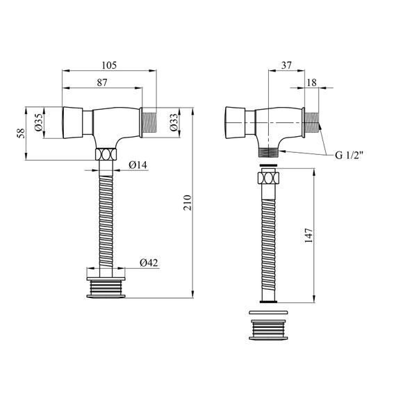 Кран для пісуара Kroner KRM Klassisch - C110 (CV022939) | Зображення 1