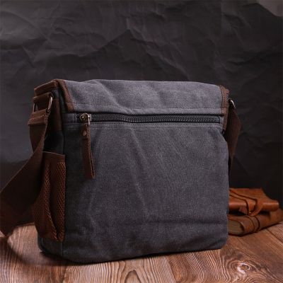 Сумка Vintage Через плече для ноутбука 13&quot; із текстилю Чорна (22200) | Зображення 3