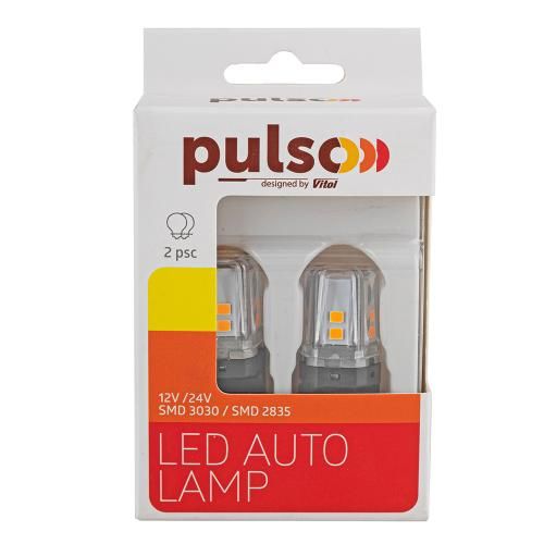 Лампа PULSO/габаритні/LED 3156/W2.5x16q/12SMD-2835/1контакт/9-36v/400lm/AMBER | Зображення 3