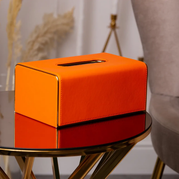 Серветниця з еко шкіри 21х13.5х9.5 см для серветок на стіл Помаранчевий HP-3-208O | Зображення 5