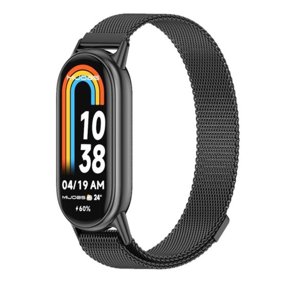 Ремінець металевий Mijobs міланське плетіння для фітнес браслета Xiaomi Mi Smart Band 8 - Black | Зображення 1