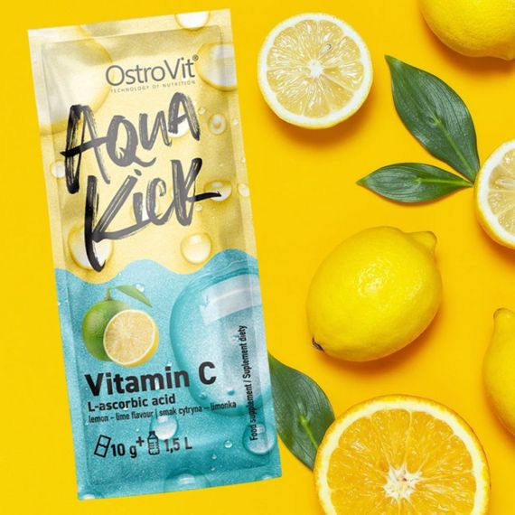 Витамин С Ostrovit Aqua Kick Vitamin C 300 g  (Lemon-lime) | Зображення 2