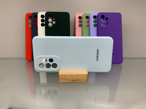 Samsung A33 Протиударний чохол з логотипом софт тач голубий