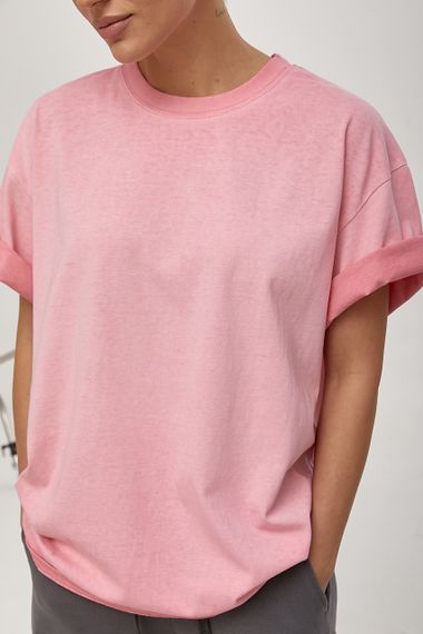 Футболка вільного фасону з ефектом тай-дай - рожевий цвет, ONE SIZE (є розміри) | Зображення 3