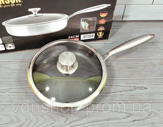 Cковорода глибока Benson із нержавіючої сталі 24см (BN-586) | Зображення 2