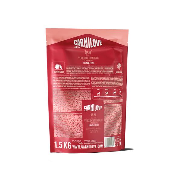 Сухий корм для активних собак з оленіною та кабаном Carnilove Active Venison & Reindeer & Wild Boar, 1.5 кг | Зображення 1