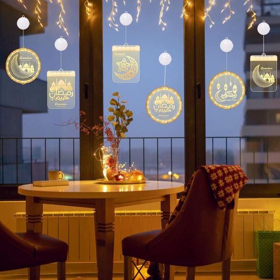 Декоративна LED лампа Ramadan, набір 2шт, на батарейках, прикраса на стіну або вікно Рамадан | Зображення 7
