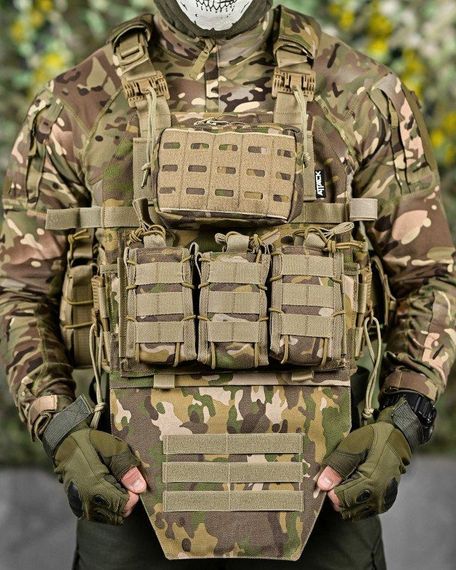 Плитоноска 4 точки сброса мультикам Attack с напашником ВТ1003 | Зображення 5