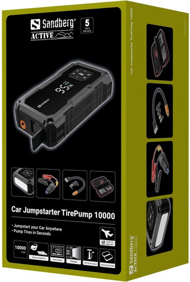 Автомобільний Jump Starter TirePump, компресор 150PSI 10000mAh  USB-A, USB-C,ліхтар 2W Sandberg | Зображення 6