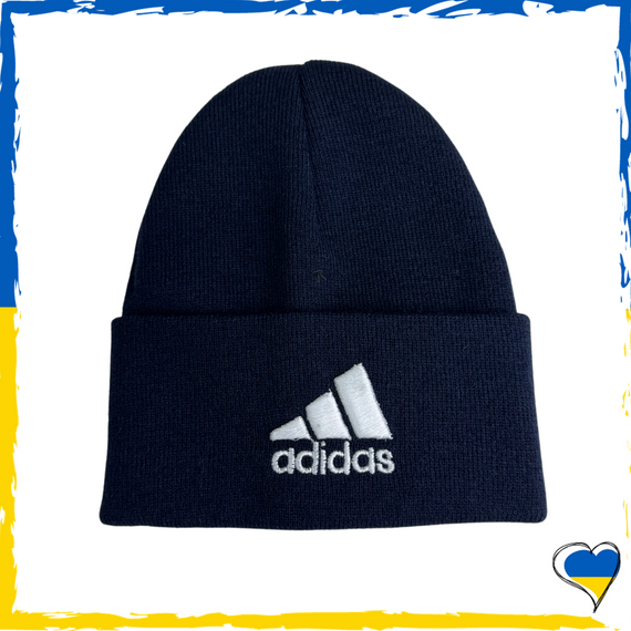 Шапка темно-синяя Adidas брендовая универсальная, Адидас. Шапка мужская, женская, подростковая, детская