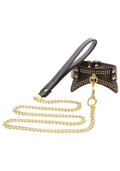 Нашийник із заклепками та повідцем Taboom Vogue Studded Collar and Leash, веганська шкіра, чорний Sex Aura | Зображення 5