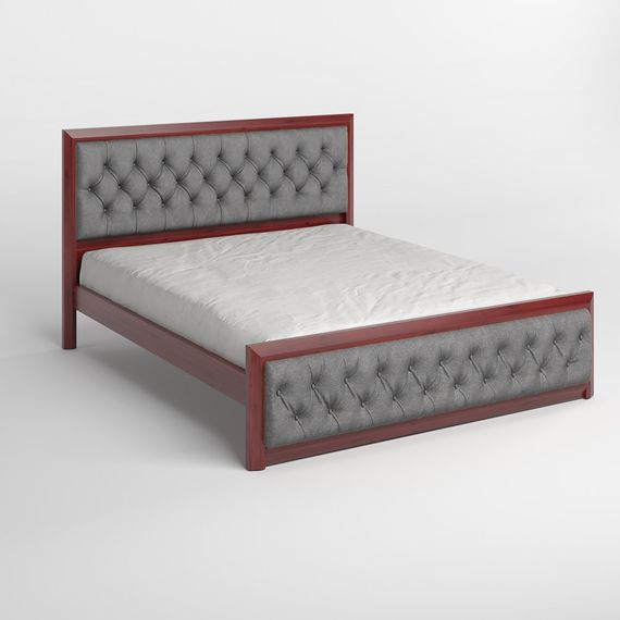 Полуторне дерев'яне ліжко Mebigrand Барселона Б3 Махонь/Аляска 93 (Сірий) 120х190 см (MBG-13684) | Зображення 1