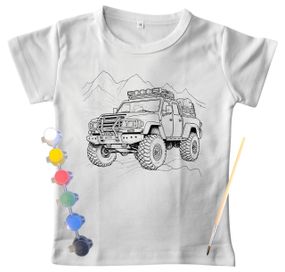 Дитячий набір для творчості футболка розмальовка Автомобіль позашляховик біла (ДФ0013)