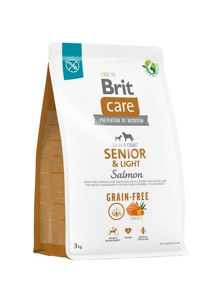 Корм Brit Care Grain Free Senior and Light Salmon сухий з лососем для літніх собак 3 кг