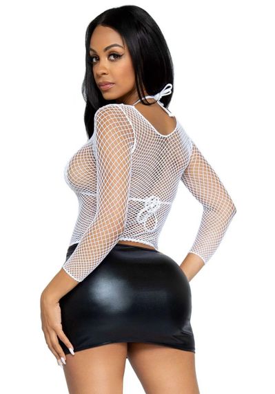 Сітчастий топ Leg Avenue Long Sleeves T-Shirts White, One Size sexstyle | Зображення 1