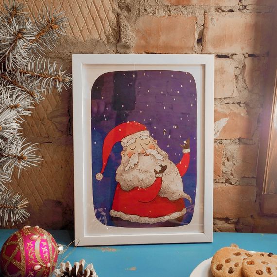 Постер в рамці Санта 15x21 см, A5 (WMT5_21NG008_WH)