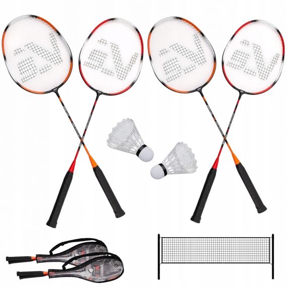 Бадмінтон, спідмінтон, сквош Набір для бадмінтону SportVida Pro 4 шт ракетки + 2 шт волани + сітка (SV-SE0003)