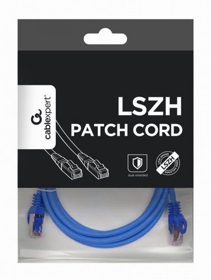 Патч корд Cablexpert PP6A-LSZHCU-B-1M, S/STP, литий, 50u" штекер із фіксатором, 1,0 м, синій | Зображення 3