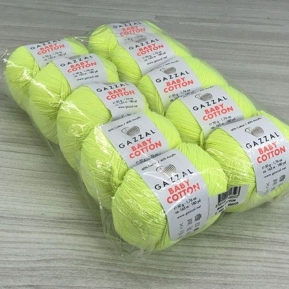 Пряжа Gazzal – Baby Cotton колір 3462 Жовтий неон | Зображення 3