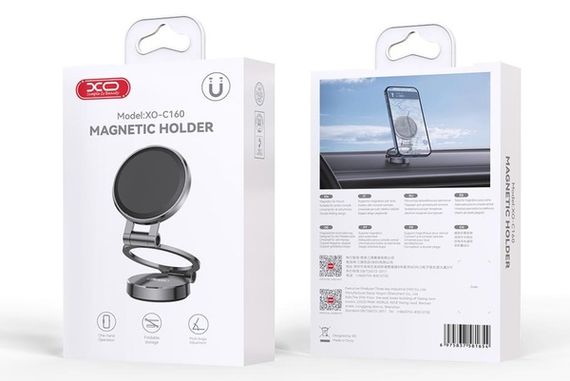 Автотримач XO C160 Universal Magnetic tri-fold Phone Holder Black | Зображення 4