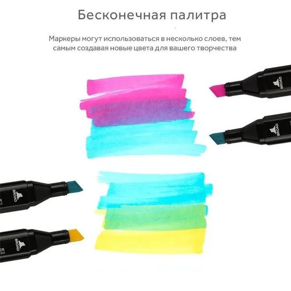 Набір художній набір, професійних різнокольорових двосторонніх маркерів Якісні спиртові маркери QY-30 | Зображення 9