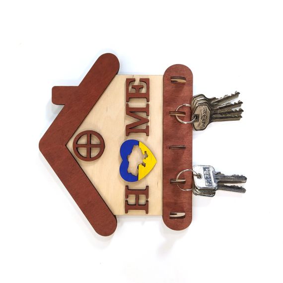 Ключниця Ukrain HOME 20х16,5 см Майстерня містера Томаса Фанера 4 мм Червоне дерево | Зображення 1