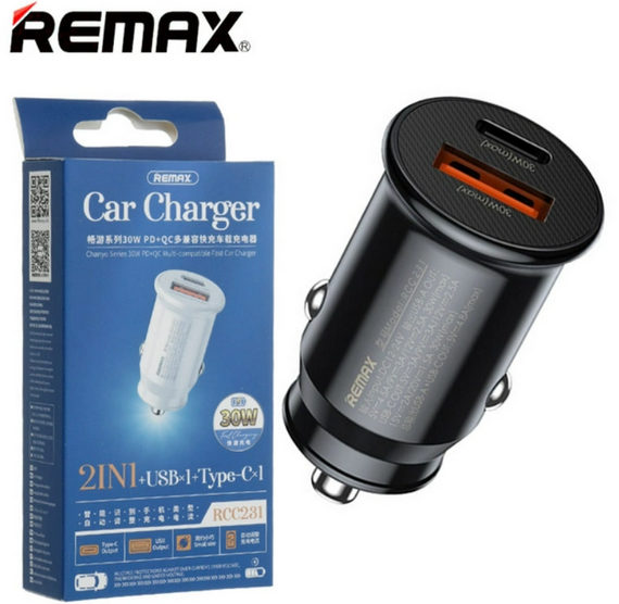 Автомобільний зарядний пристрій Remax RCC231 USB-QC3.0 PD3.0 Type-C (4.5A/30W) - Black | Зображення 2