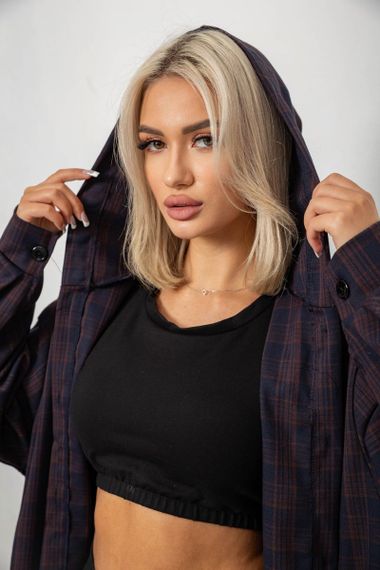 Кардиган женский в клетку, цвет синий, 257R233-3 | Зображення 5