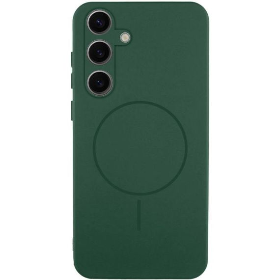 Чехол Silicone Cover Lakshmi Full Camera (AA) with MagFit для Samsung Galaxy S25 Зеленый / Dark green