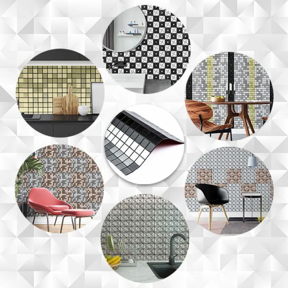 Самоклеюча алюмінієва плитка 300х300х3мм Срібна із чорним мозаїка SW-00001825 | Зображення 4