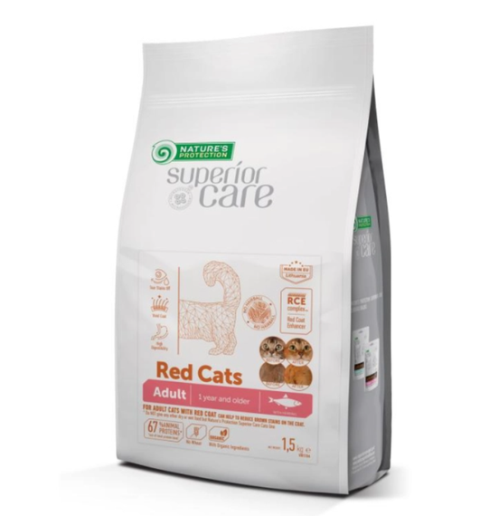 Сухий беззерновий корм для рудих дорослих котів Nature's Protection Superior Care Red Cats Grain Free with Herring for Adult All Breeds