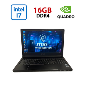 Мобильная рабочая станция MSI WS63 7RK / 15.6" (1920x1080) IPS / Intel Core i7-7920HQ (4 (8) ядра по 3.1 - 4.1 GHz) / 16 GB DDR4 / 512 GB SSD / nVidia Quadro P3000, 6 GB GDDR5, 192-bit / WebCam б/у
