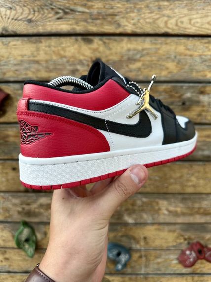 Кросівки Nike Air Jordan low (black white red) | Зображення 6