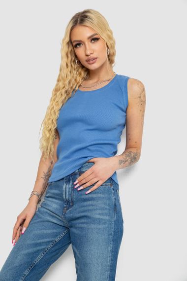 Майка женская в рубчик, цвет джинс, 238R117 | Зображення 2