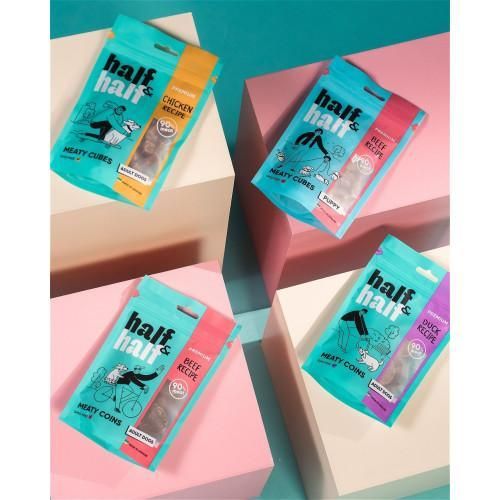 Лакомства для щенков Half&Half в форме мясных кубиков с говядиной, 100 г | Зображення 3