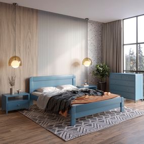 Двоспальне дерев&#039;яне ліжко Mebigrand Тоскана Сіро-синій (S7010R90B) 140х200 см (MBG-3601)