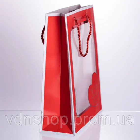 Набор подарочных пакетов из бумаги Love с окошком 12 шт 26×10×32 см HP-10359-18 | Зображення 2