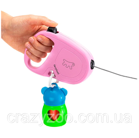 Рулетка-поводок для собак Ferplast Flippy One Cord S до 8 кг розовый шнур 3 м 75092016 | Зображення 2