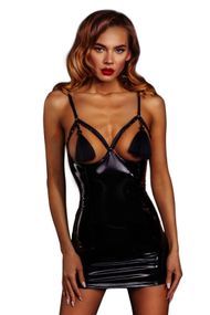 Сукня з відкритою чашкою D&A Dress varnish with tassels Чорне M