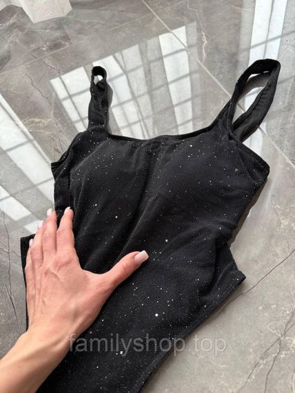 Слитный женский купальник с открытой спиной рубчик с блестками, MBс263 цвет черный, размер М | Зображення 5