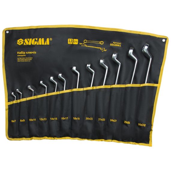 Ключі накидні Sigma 12 шт 6-32 мм CrV satine (тк. чохол) (6010061)