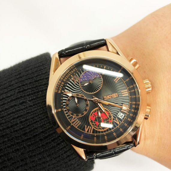 Елегантні годинники для чоловіків SKMEI 9236RGBK, Чоловічі наручні годинники незвичайні стильні CY-44