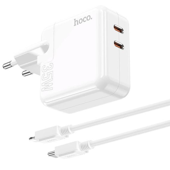 СЗУ Hoco C110A PD 35W+QC3.0 (2 Type-C) + Type-C to Lightning | Зображення 1