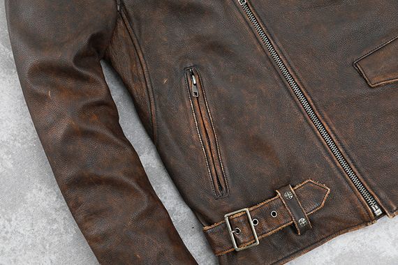 Мужская байкерская куртка косуха прессованная кожа 5xl | Зображення 4