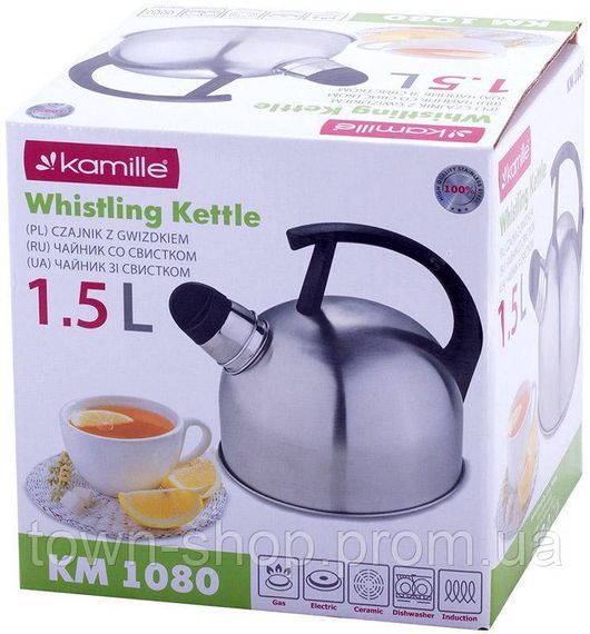 Чайник Kamille Whistling Kettle 1.5л из нержавеющей стали со свистком KM-1080 | Зображення 5