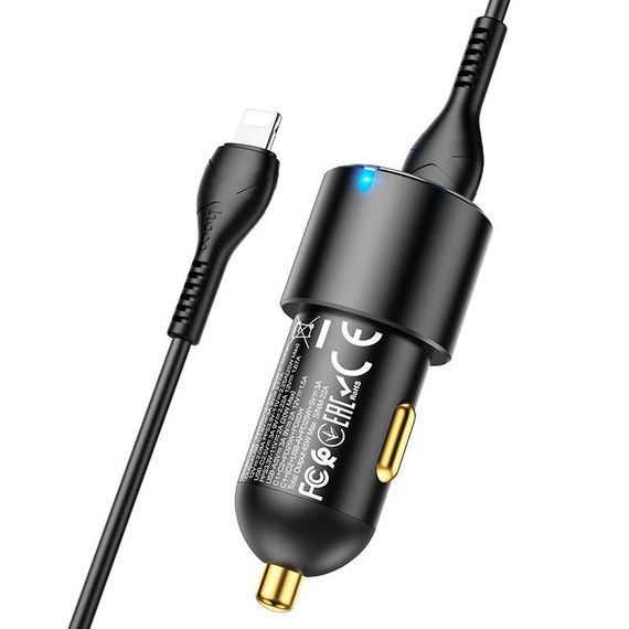 АЗП Hoco NZ6 PD45W (2Type-C/1USB) + Type-C to Lightning Black | Зображення 1
