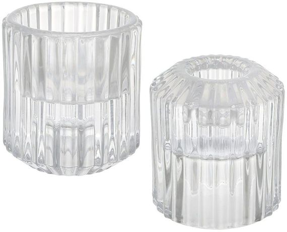 Набір 12 підсвічників "Crystal Glass" для тонкої Ø23мм і чайної Ø43мм свічок (Ø5.5х6см)